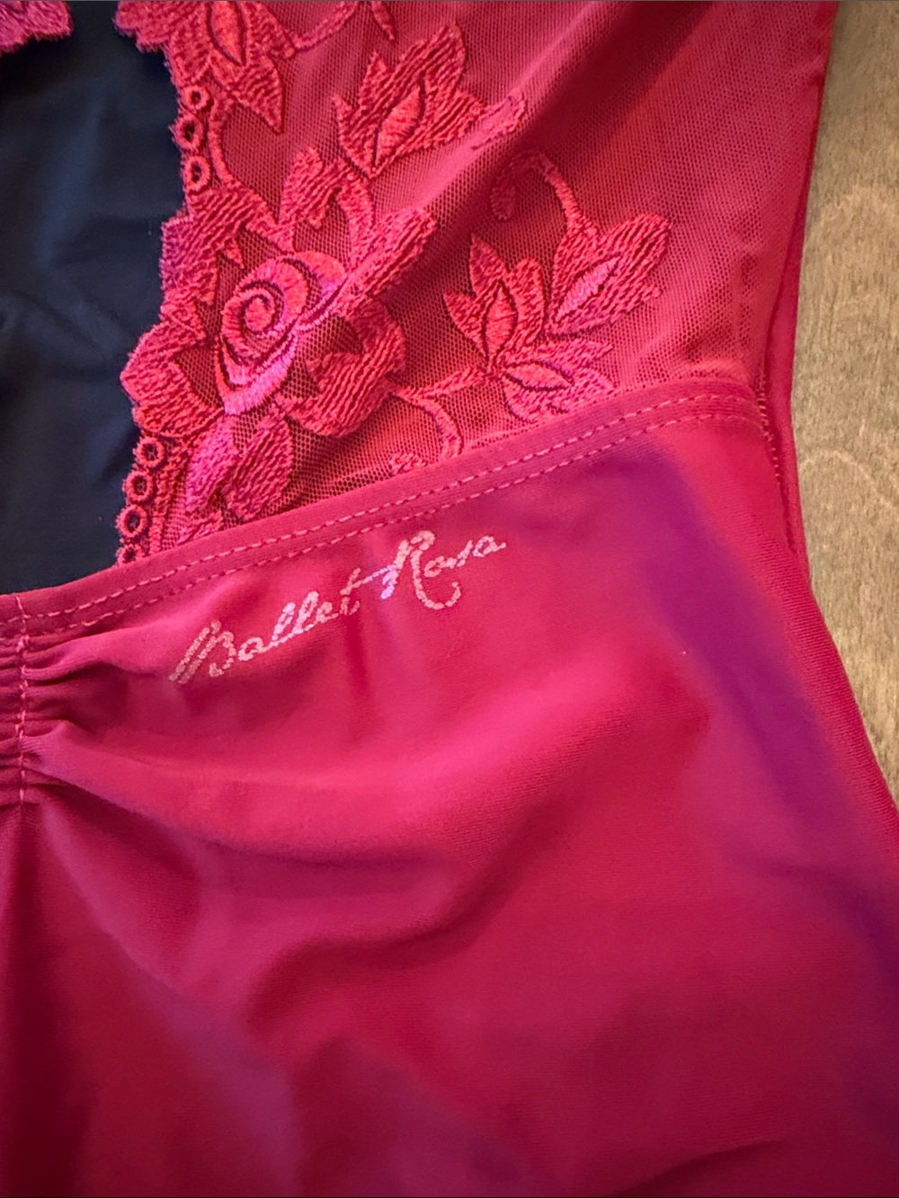 Ballet Rosa leotard in cherry. Elegant design, beautifully created piece. - Picture 5 of 6
